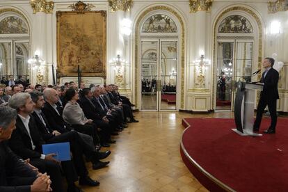 El presidente Mauricio Macri da un discurso en la Casa Rosada, el 3 de abril pasado.