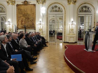 El presidente Mauricio Macri da un discurso en la Casa Rosada, el 3 de abril pasado.