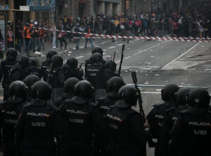 Una protesta por la sentencia del ‘procés’, el 18 de octubre de 2019 en Barcelona.