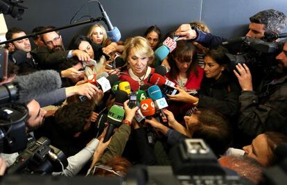 Esperanza Aguirre tras su declaración en la Audiencia Nacional por el caso Lezo.
