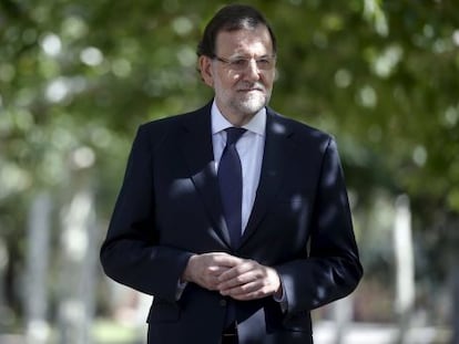 Mariano Rajoy este jueves en los jardines de La Moncloa.