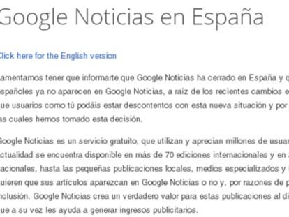 Cierre parcial de Google News en España
