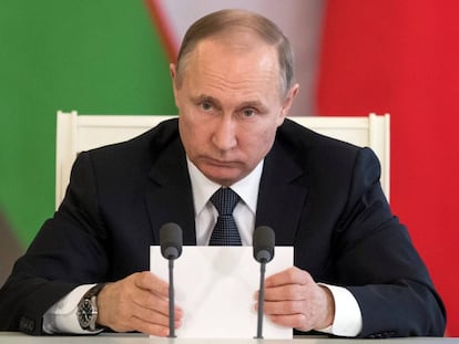 O presidente Putin nesta quarta-feira em Moscou.