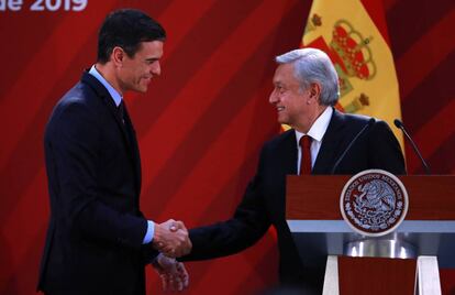 Sánchez y López Obrador, durante su encuentro. 