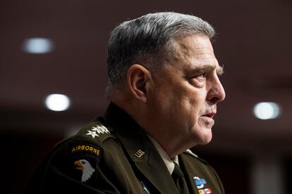 El general Mark Milley, responsable de la Junta de Jefes de Estado Mayor, declara este martes ante un comité del Senado.