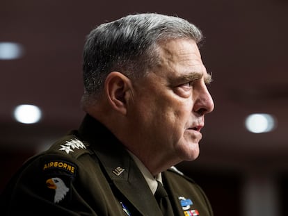 O general Mark Milley, chefe do Estado-Maior Conjunto, dá seu testemunho nesta terça-feira perante uma comissão do Senado.