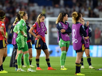 Las jugadoras de España, hundidas tras la eliminación.