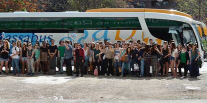 Estudiantes Erasmus antes de una excursión el pasado mes de marzo.