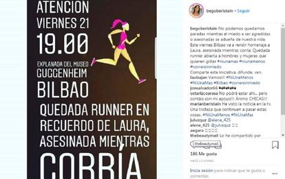 Publicación en Instagram de Begoña Beristain.