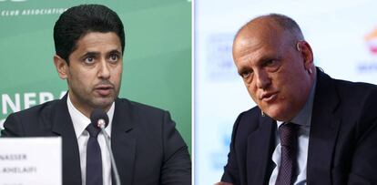 Nasser Al-Khelaifi, presidente de la ECA, y Javier Tebas, presidente de LaLiga.