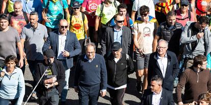 El president de la Generalitat, Quim Torra, en la marxa independentista de Girona.