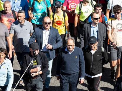 El president de la Generalitat, Quim Torra, en la marxa independentista de Girona.