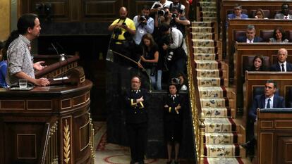 Pablo Iglesias, durante su intervención en el Congreso. 