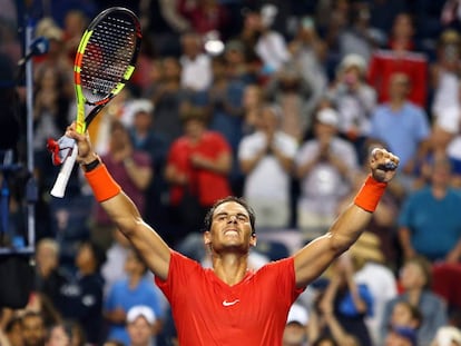 Rafael Nadal celebra su victoria sobre Karen Khachanov, en Toronto (Canadá).