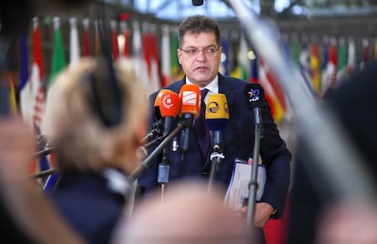 EU Commissioner for Crisis Management and Humanitarian, Aid Janez Lenarčič, speaking to the media on November 13.