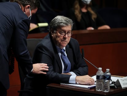 O secretário de Justiça dos EUA, William Barr, durante sua audiência no Congresso nesta terça-feira.