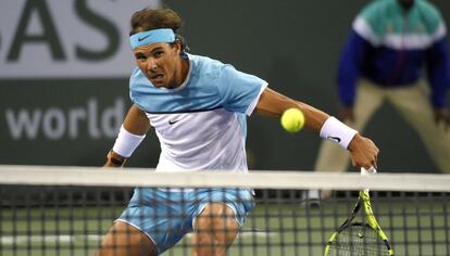 Nadal, durante su partido en Indian Wells ante Muller.