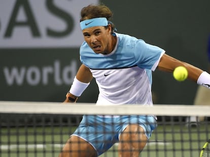 Nadal, durante su partido en Indian Wells ante Muller.