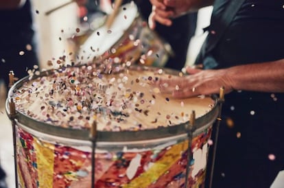 Los tradicionales tambores del carnaval brasileño.