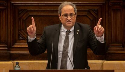 Quim Torra, durante su último discurso en el Parlament.