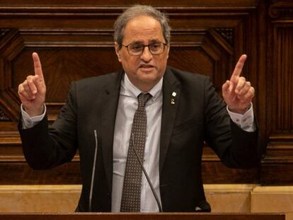 Quim Torra, durante su último discurso en el Parlament.