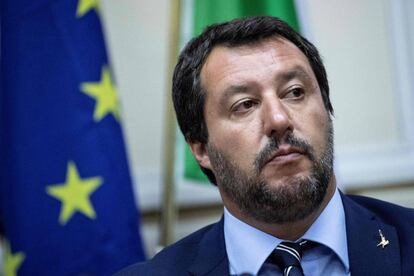 Matteo Salvini, durante la conferencia de prensa con el primer ministro de Hungría, Viktor Orban.