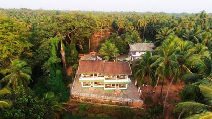 Vista a&eacute;rea de Heaven Goa, un peque&ntilde;o &#039;bed &amp; breakfast&#039; ubicado en 
 Benaulim, en el estado indio de Goa.  