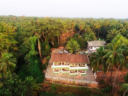 Vista a&eacute;rea de Heaven Goa, un peque&ntilde;o &#039;bed &amp; breakfast&#039; ubicado en 
 Benaulim, en el estado indio de Goa.  
