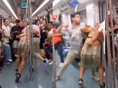 Tres momentos de la agresión a una mujer trans en el metro de Barcelona en la noche del sábado.