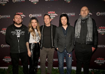 Jack Bates, Kiki Wong, Jimmy Chamberlin, James Iha y Billy Corgan en el año 2024 en California.