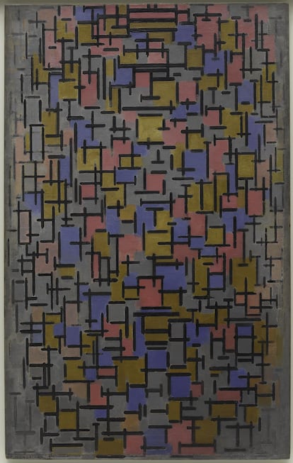 Una de las composiciones neoplasticistas de Piet Mondrian.