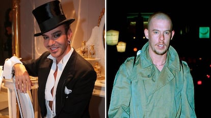 De izquierda a derecha: los diseñadores John Galiano y Alexander McQueen. 