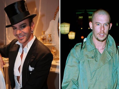 De izquierda a derecha: los diseñadores John Galiano y Alexander McQueen. 