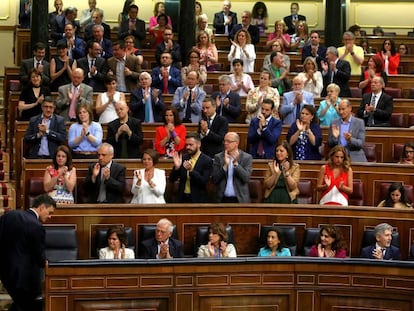 Pedro Sánchez, al ple de la seva investidura.