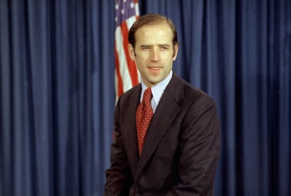Joe Biden cuando era senador demócrata por Delaware. Fue elegido al Senado de los Estados Unidos en 1972, siendo el sexto senador más joven en la historia norteamericana.