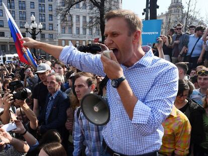 Alexéi Navalni, durante una movilización en 2018.