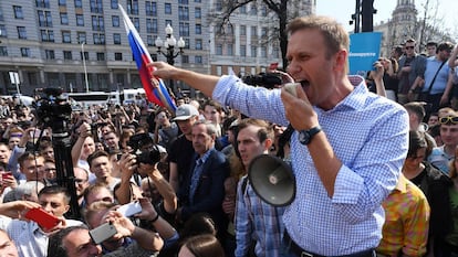 Alexéi Navalni, durante una movilización en 2018.