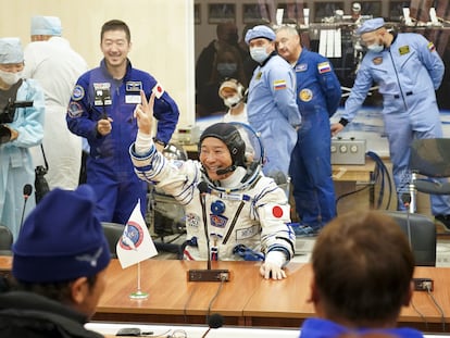 Japanese billionaire Yusaku Maezawa before traveling to the International Space Station in December 2021.