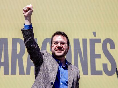 El presidente catalán, Pere Aragonès, en la fiesta de la República organizada por ERC, el pasado sábado en Barcelona.