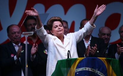 Dilma Rousseff celebra la seva vict&ograve;ria a les eleccions. 