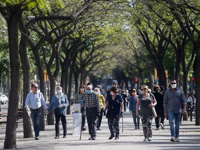 Aspecto de la rambla de Guipúzcoa (Barcelona) el sábado.