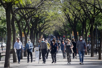 Aspecto de la rambla de Guipúzcoa (Barcelona) el sábado.