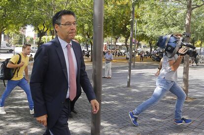 Josep Maria Bartomeu al llegar a la ciudad de la Justicia. 