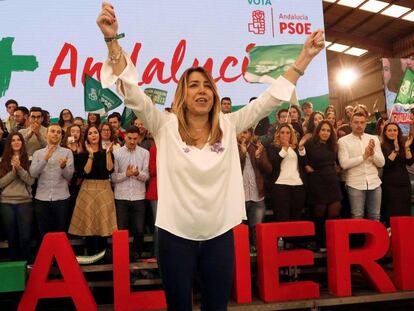 Susana Díaz, este sábado en un acto electoral en Cantoria (Almería). 