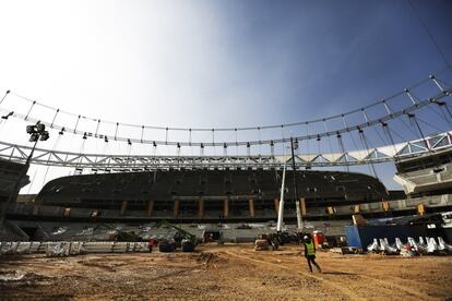 Vista de las obras desde el interior del estadio Wanda Metropolitano.