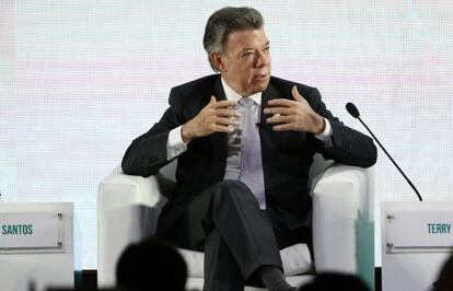 Juan Manuel Santos, durante un acto.