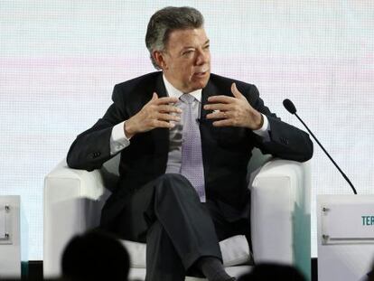 Juan Manuel Santos, durante un acto.