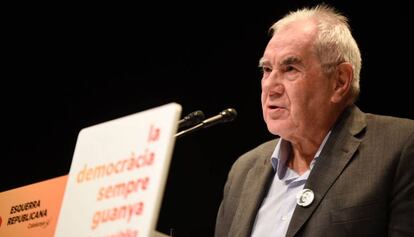 Ernest Maragall, en uno de los m&iacute;tines de ERC para el 21-D