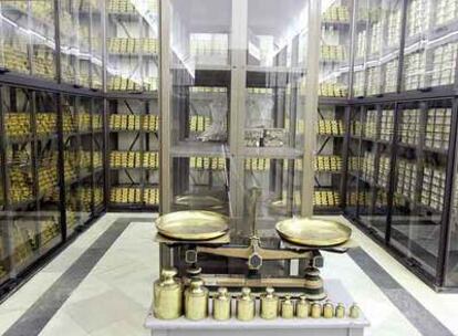 La cámara acorazada donde se guardan las reservas de oro del Banco de España.