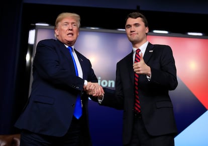 Charlie Kirk y Donald Trump, en un evento de la Casa Blanca, en 2018